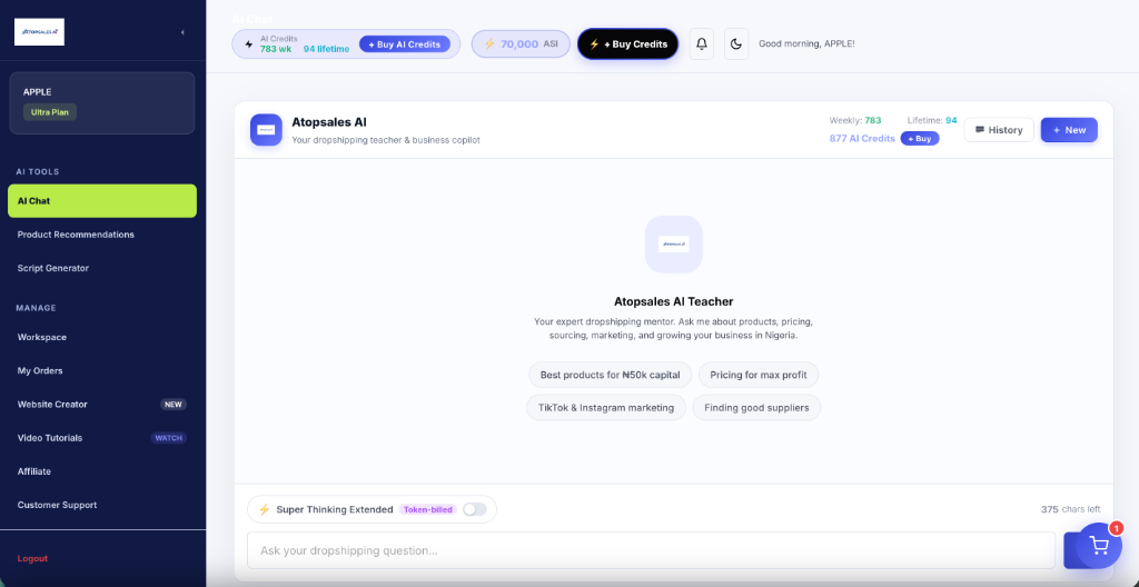 AtopSales AI Dashboard Preview